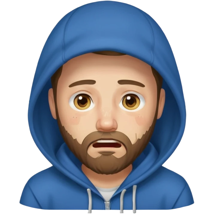 25 age beard man wearing hoodies and crying face emoji