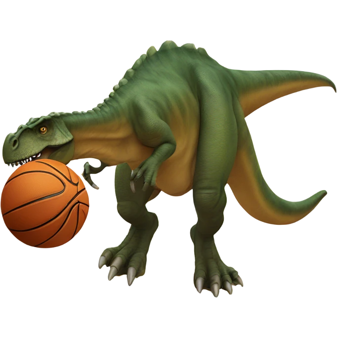 Dinosaur dunking a basketball emoji