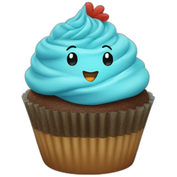 Happy Robin blue cupcake emoji