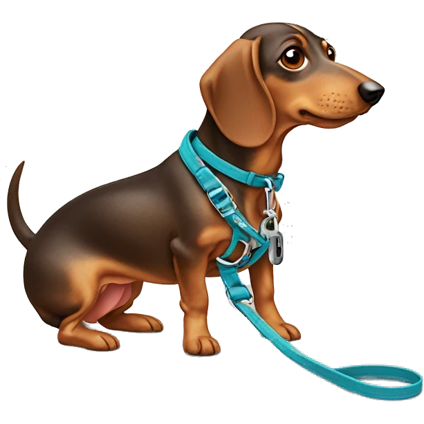 Wiener dog with a leash￼ emoji