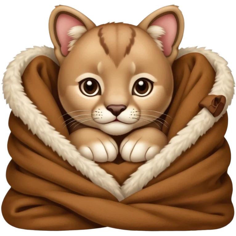 Cozy puma cougar cub in blanket emoji