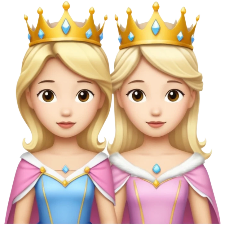 Asian girl and blonde white girl dressed as princesses emoji