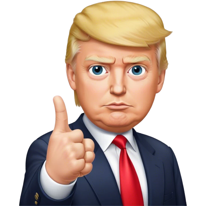Super realistic Donald Trump pointing index finger up, realistic face emoji