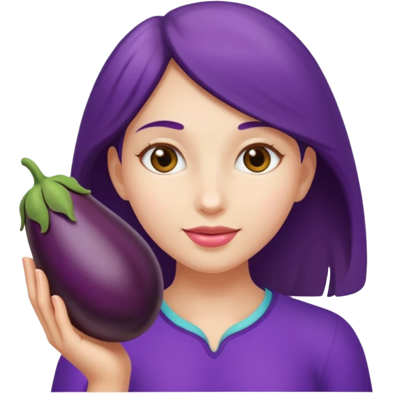 girl holding brinjal emoji