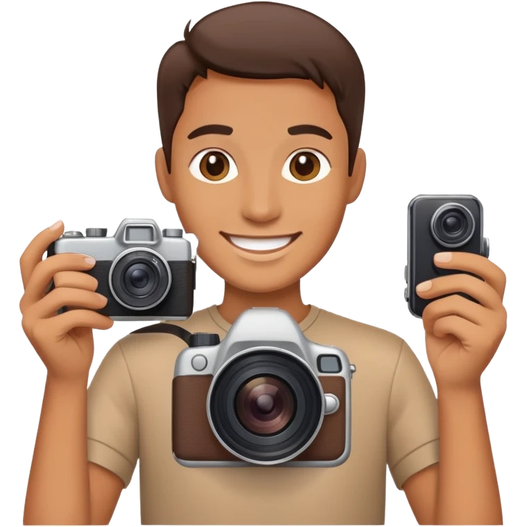 smiling face holding a camera emoji