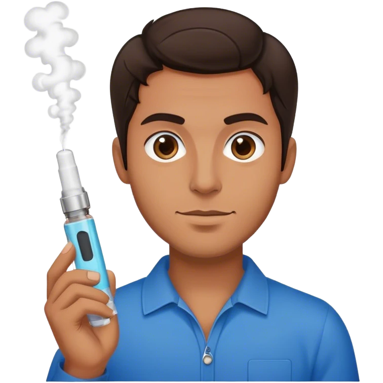 italian guy with dark brown hair holding a vape emoji
