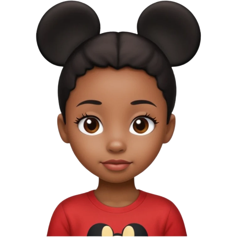 Black girl kid with cute long eye lashes that look real and have mikcy mouse shirt on emoji
