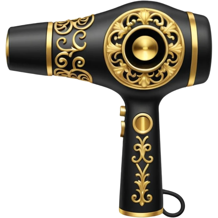 black blow dryer covered in jewelry emoji