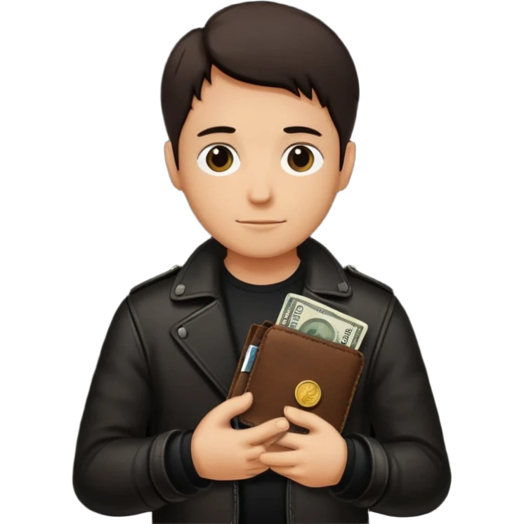 wallet with coins and a person silhouette above emoji