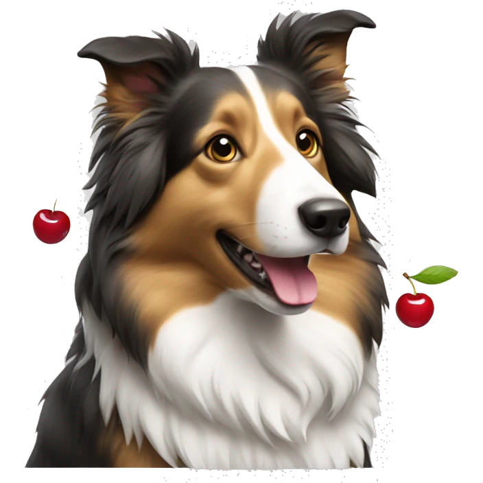 Collie dog with cherry  emoji