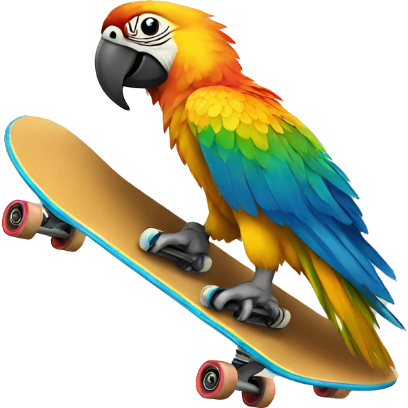 macaw on a skateboard emoji