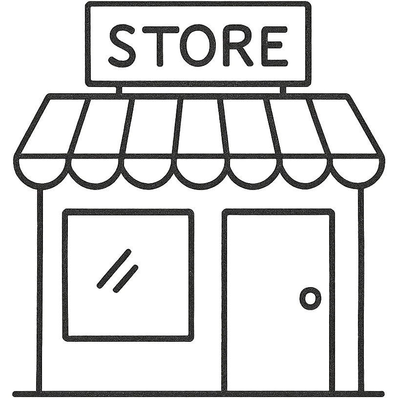 hand-drawn outlined icon of a convenience store, sketchy lines, no fill emoji