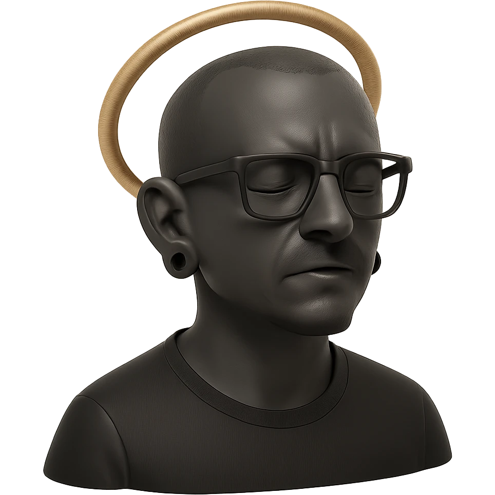 Chester Bennington from Linkin Park with a holy halo emoji