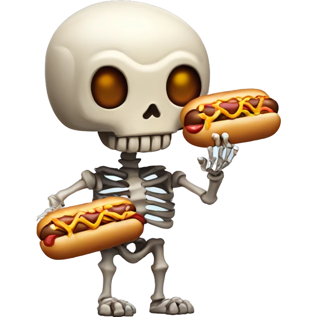 metal skeleton with a hotdog in his hand emoji