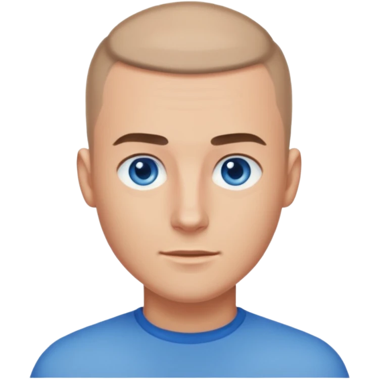 A guy with a buzzcut and blue eyes emoji