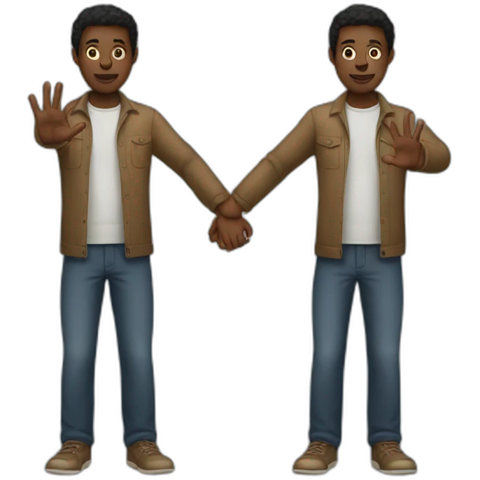 A black person showing both hands while standing  emoji