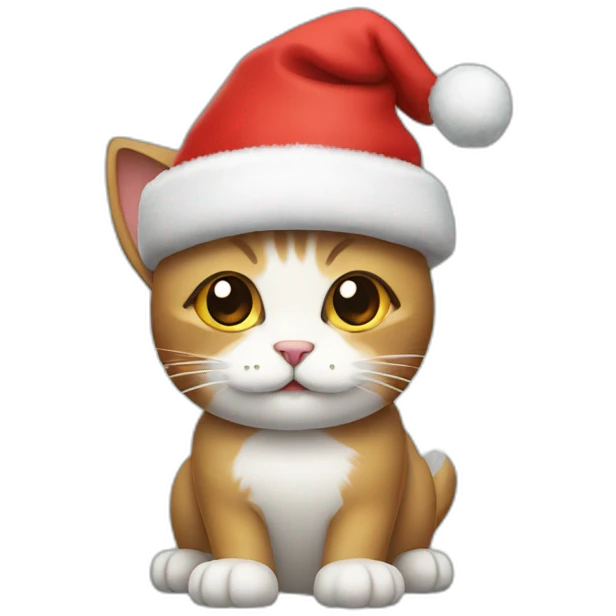 cat with a christmas hat emoji