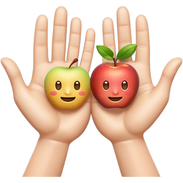 A 3D emoji in iOS emoji aesthetic style showing two cartoon hands held apart, palms facing inward, as if indicating something large or wide. Soft realistic skin tone, expressive and cheerful pose, clean white background, glossy Apple-style rendering. emoji