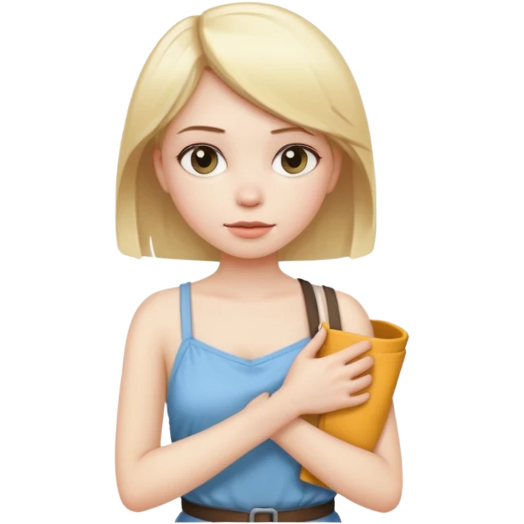 girl with short straight blond hair, arm in a sling emoji