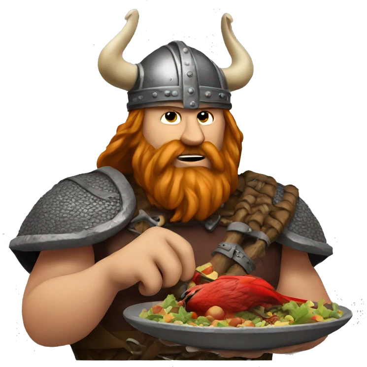 Viking eating a cardinal emoji