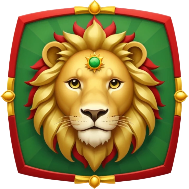 single emoji featuring a lion in the center, flanked by green, white, and red squares, with a sun above emoji