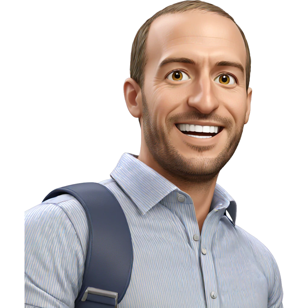 smiling man in striped shirt emoji