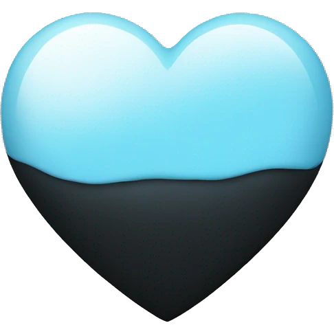 Half black and baby blue heart emoji
