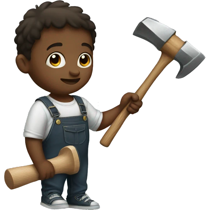 Toddler holding a hammer  emoji