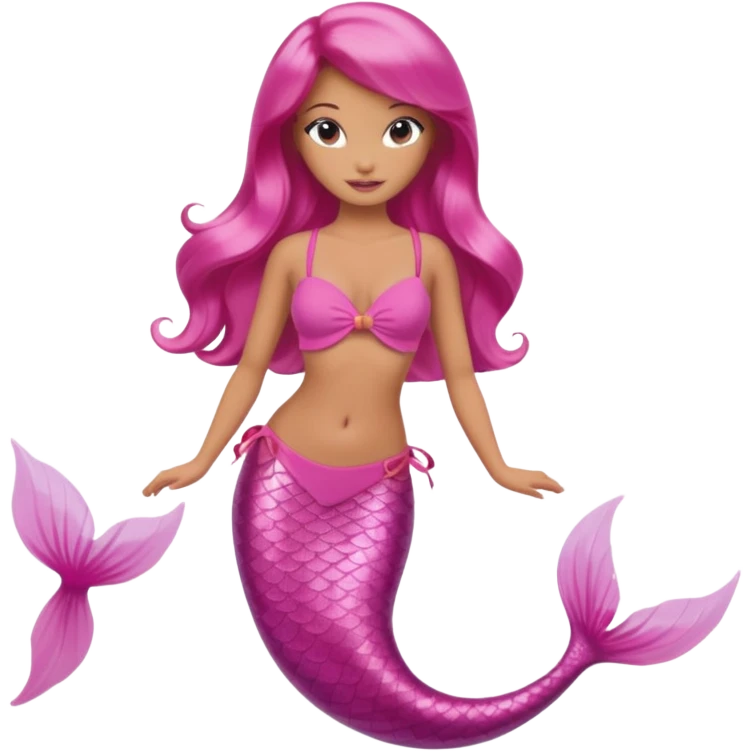 barbie merliah summers with a pink mermaid tail, a pink bikini top emoji