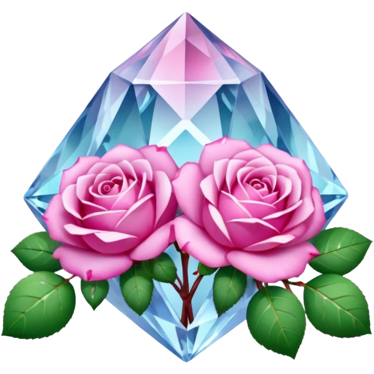 Magic mineral crystal with pink roses around emoji