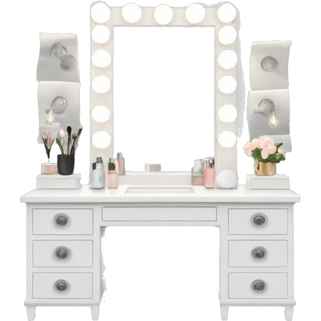 a white vanity with lights emoji