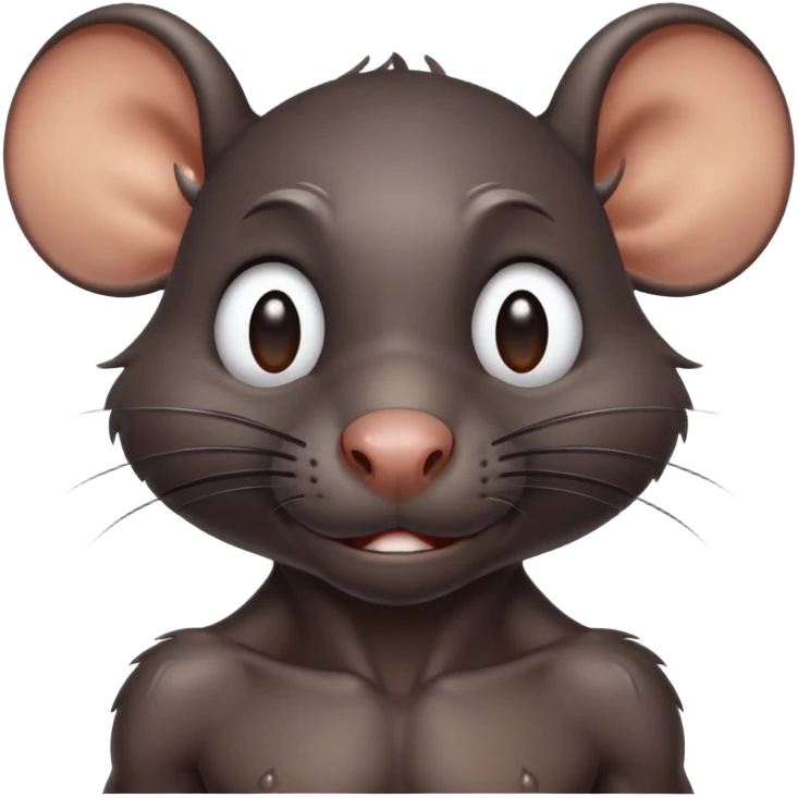 a sweating, shirtless anthropomorphic black rat emoji