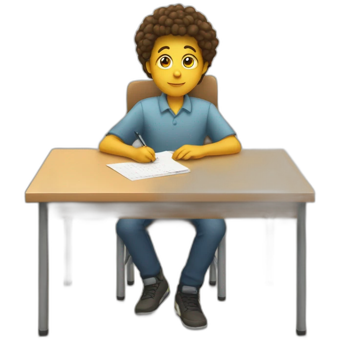 need sitting in a school desk taking an exam emoji