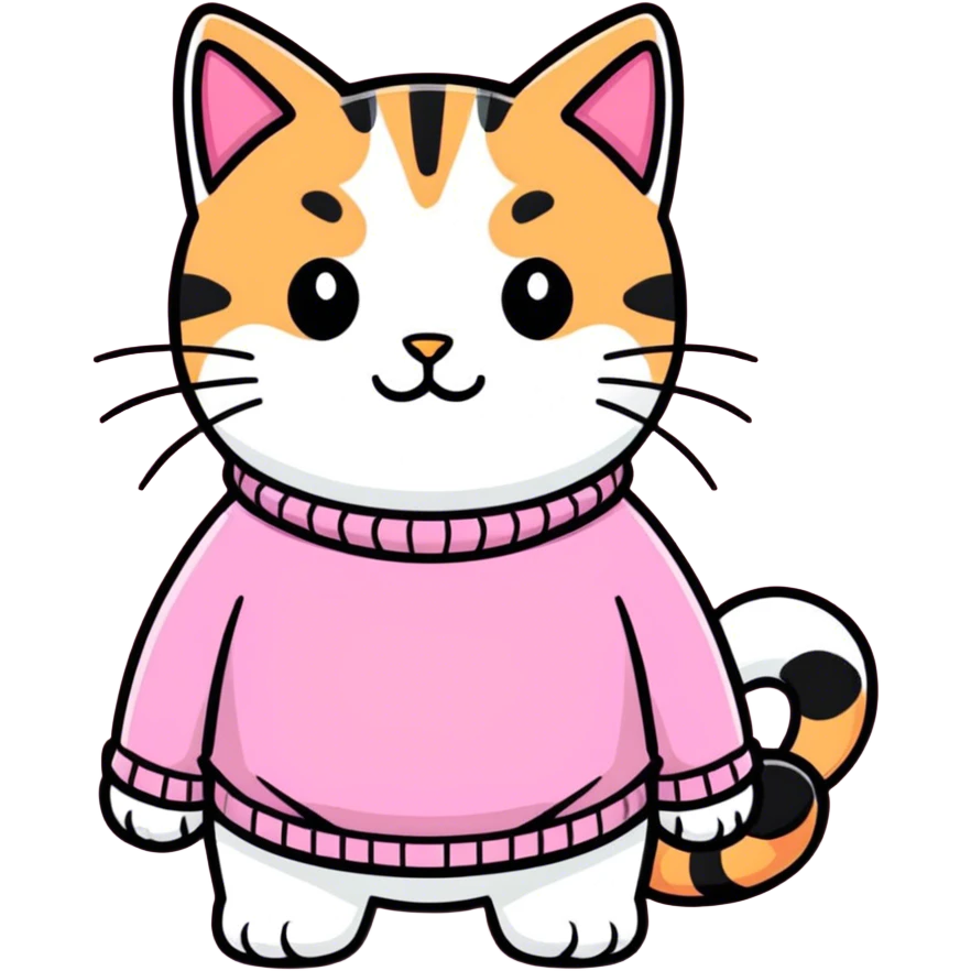 pink sweater with cat emoji