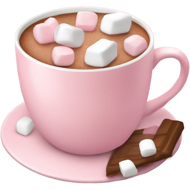 Light Pink mug of hot chocolate with marshmallows  emoji