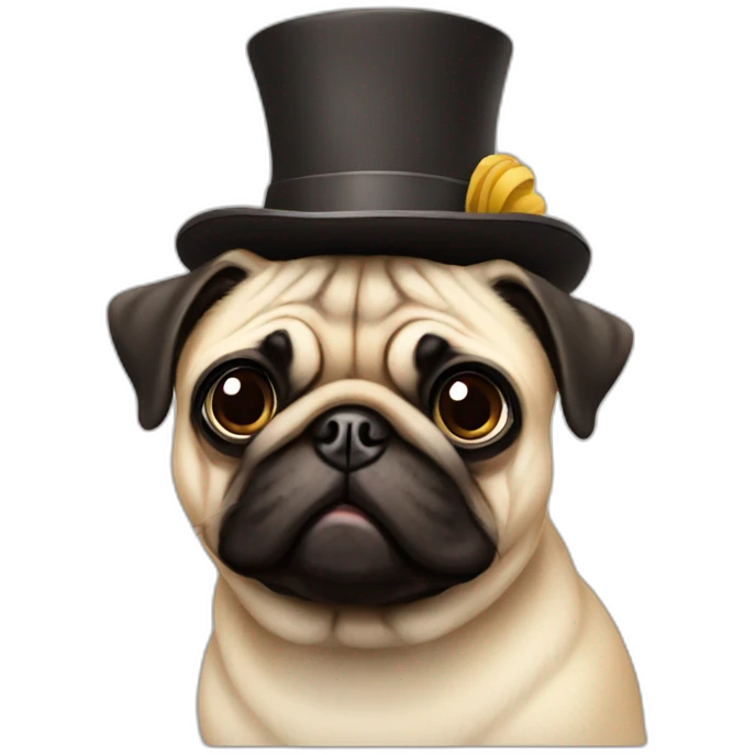 small pug with big hat and small body emoji
