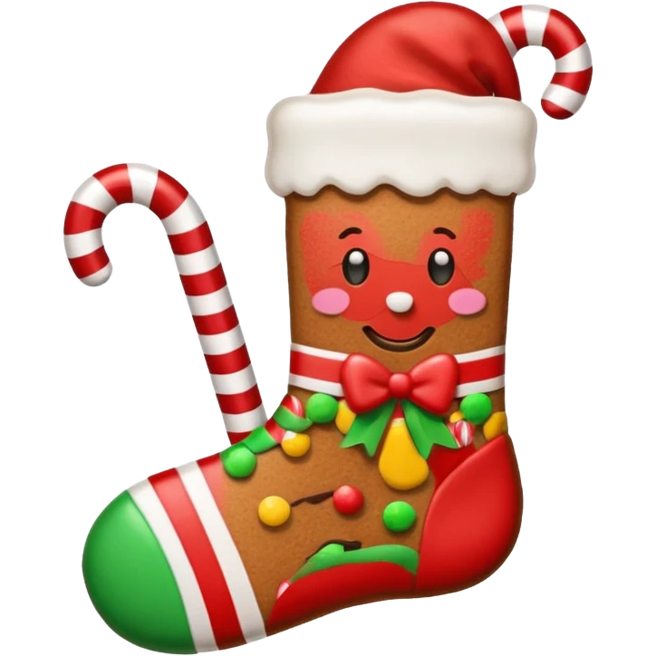 gingerbread cookie in chritmast sock shape emoji