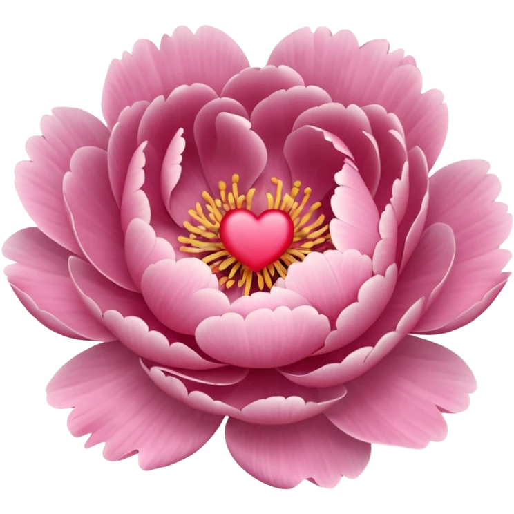 Peony of soft pink color with a heart emoji