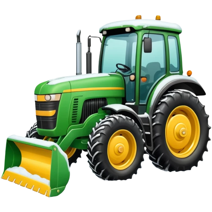 Big Green tractor with yellow blade pushing snow emoji