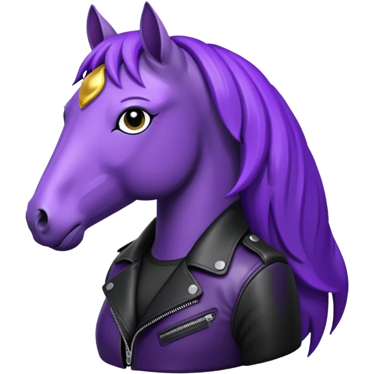 Purple horse wearing leather jacket
 emoji