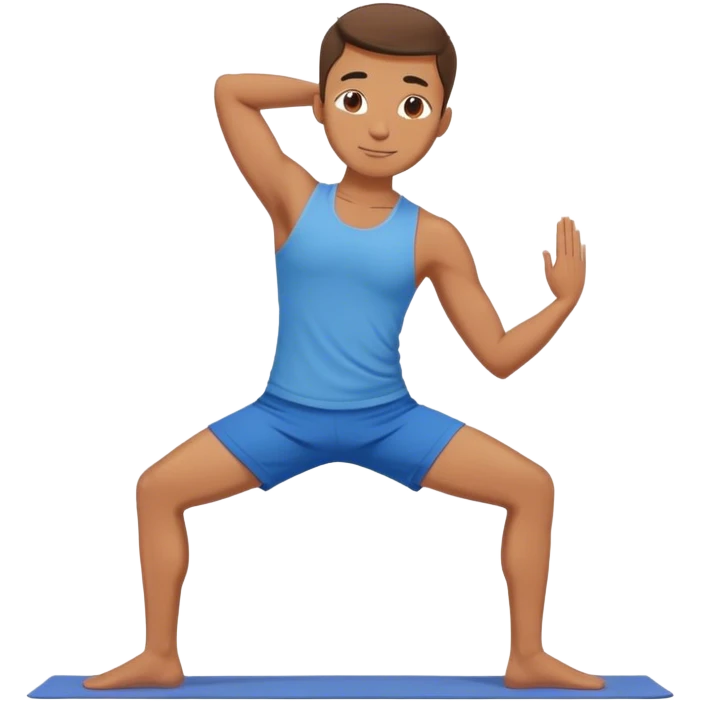 man with blue shorts yoga pose emoji