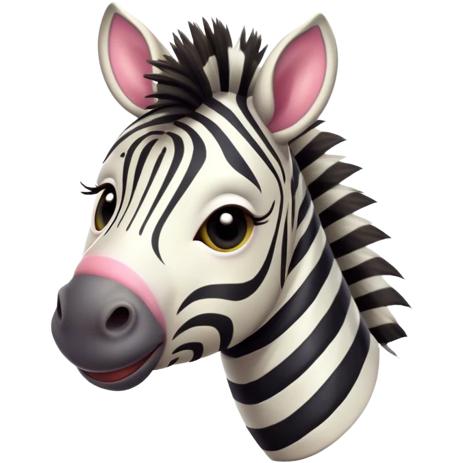 Cinematic Comical Zebra Portrait Emoji, Head tilted dramatically with an exaggeratedly amused expression, featuring a striking, glossy striped Fur with bold contrasts and wide, expressive eyes filled with playful disbelief, Simplified yet hilariously expressive features, highly detailed, glowing with a slightly sassy glow, high shine, dramatic yet playful, stylized with an air of cheeky savannah mischief, bright and endearing, soft glowing outline, capturing the essence of a spirited and over-the-top zebra, so meme-worthy it feels like it could prance its way into internet fame instantly! emoji
