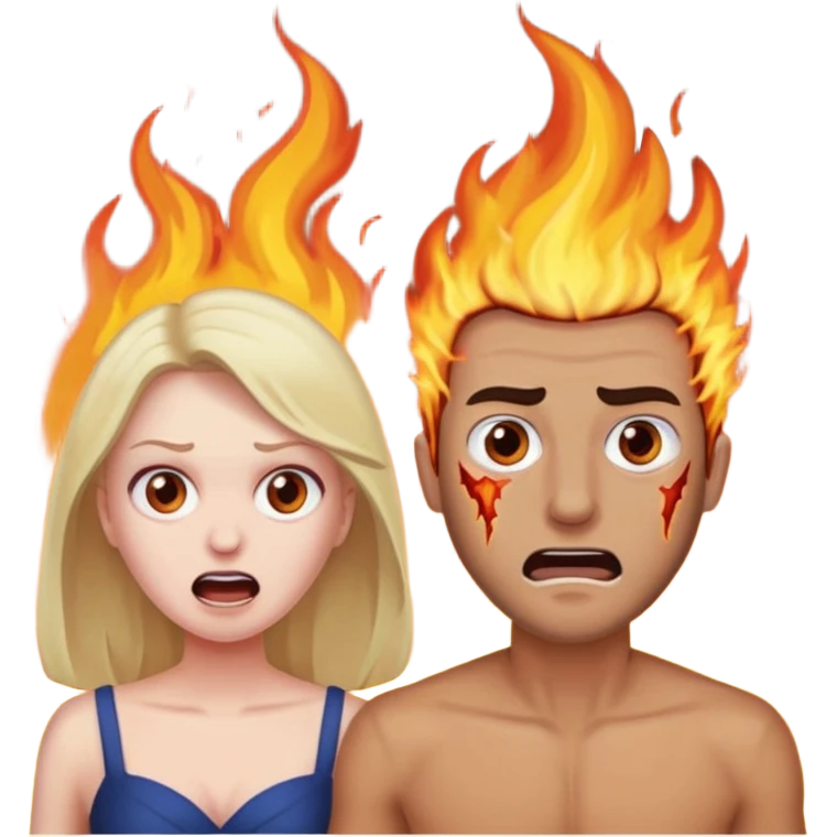  woman being burned in front of a very handsome man emoji