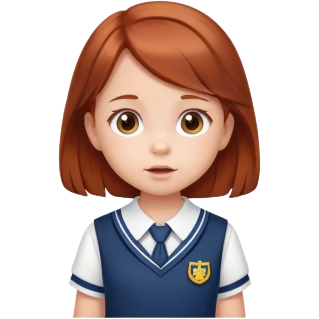 baby girl in school uniform dress with redesh brown hair emoji