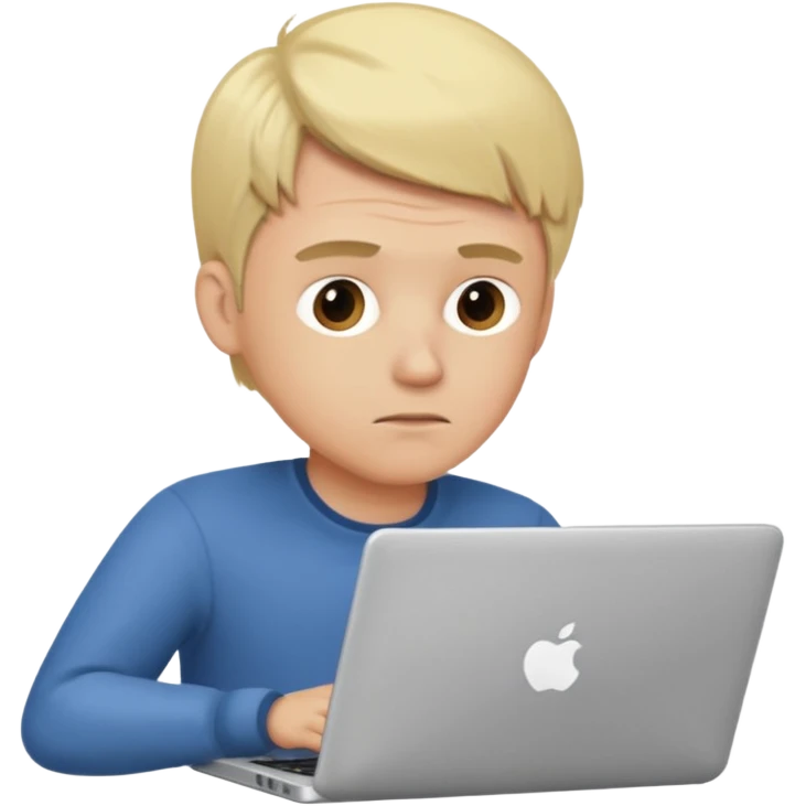 Blonde man using laptop emoji