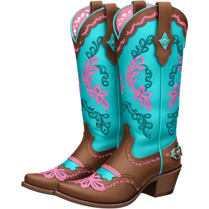 cowgirl boots cute a tiny bit of pink on it no teal lacy detailing emoji