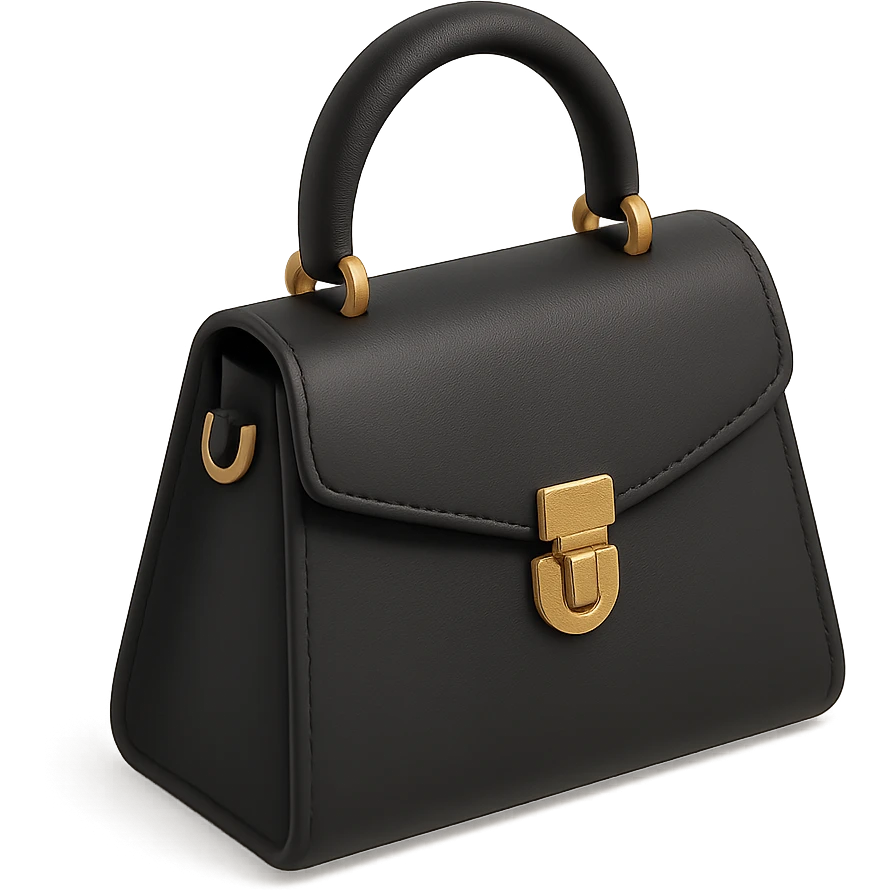 a designer handbag in 3D black style emoji