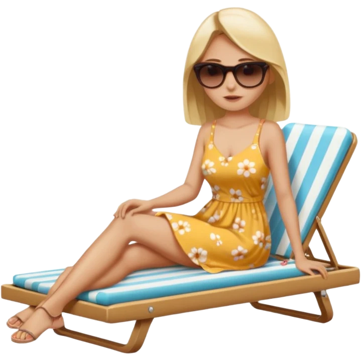 woman sitting on a sunbed - she must be dressed normally emoji