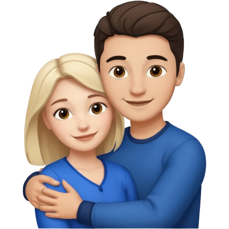 young Métis man and young white woman hugging, love emoji