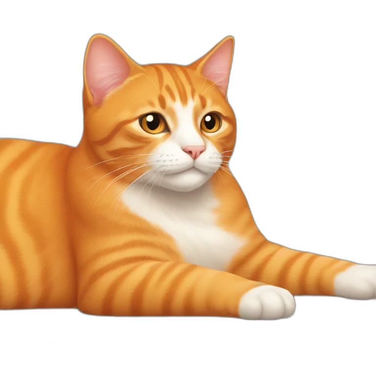 an orange cat lying on floor emoji